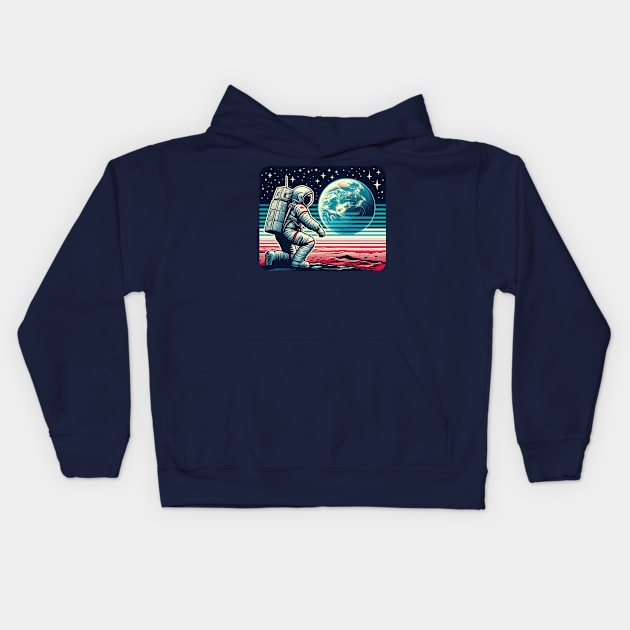 Moon Landing - Astronaut Kids Hoodie by Yonbdl